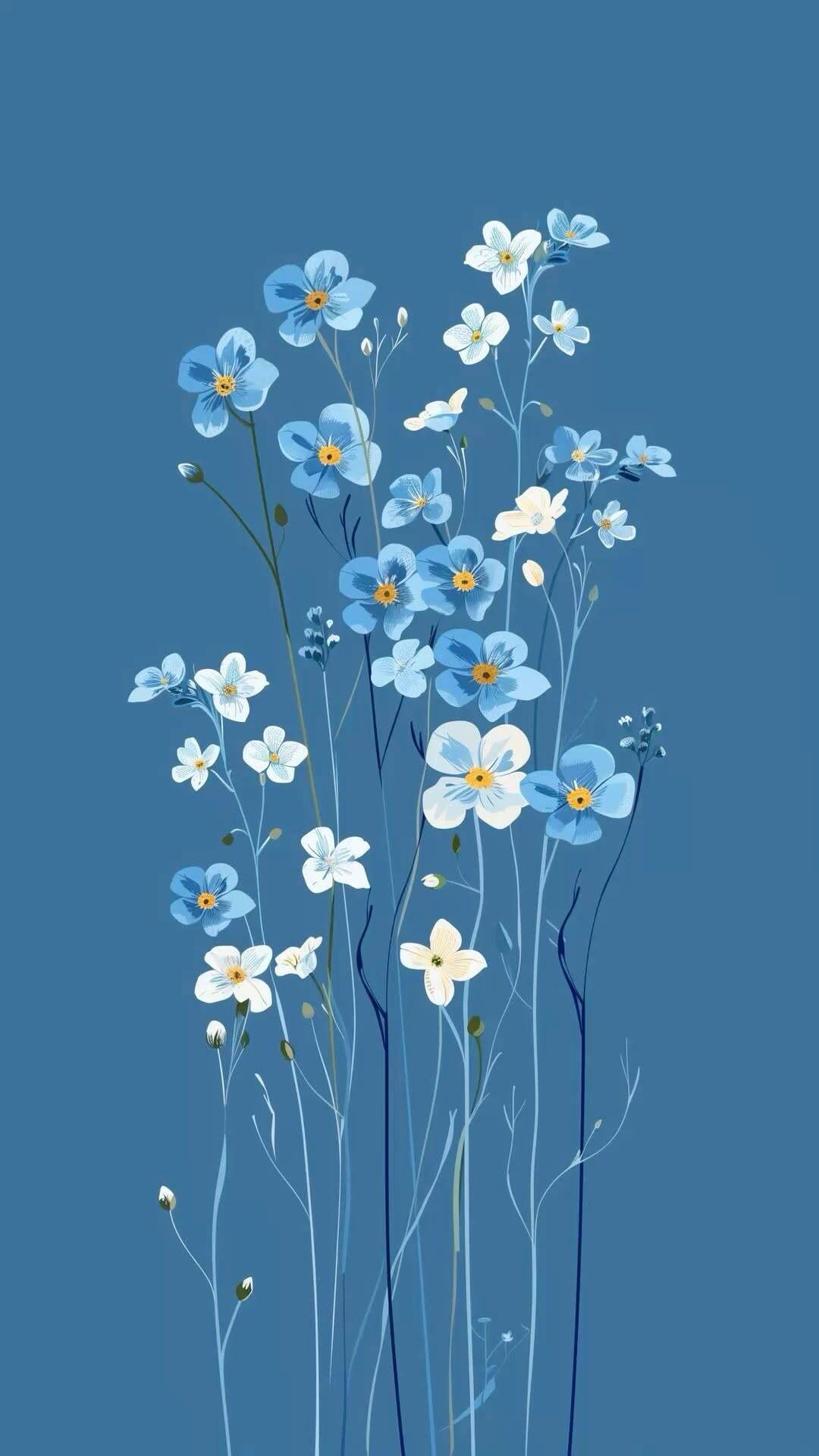 Fondo de Pantalla de Flores Azules para Celular/iPhone 4K