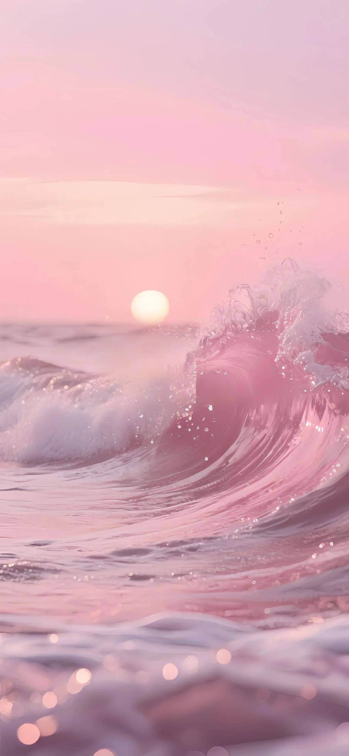 Pink Wallpaper with Sea Waves for Cell Phone/iPhone