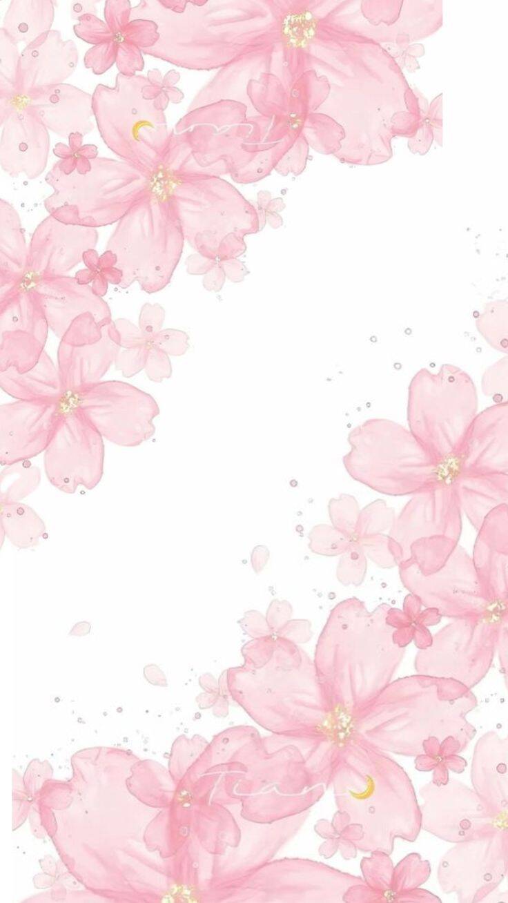 Pink Wallpaper with Flowers for Cell Phone/iPhone