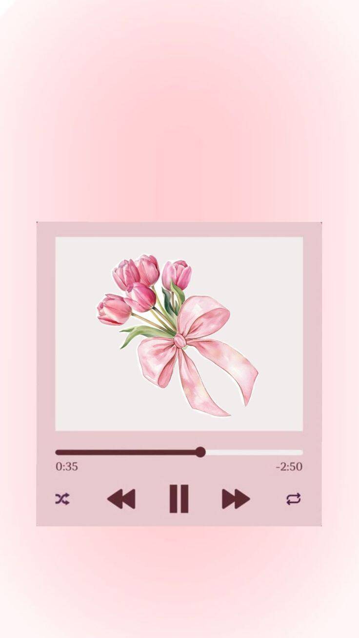 Pink Wallpaper with Flowers and Bow for Cell Phone/iPhone