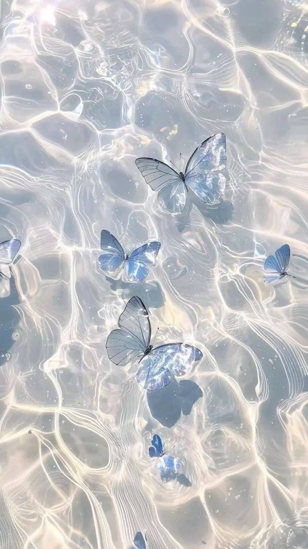 Fondo de Pantalla Azul con Mariposas para Celular/iPhone 4K
