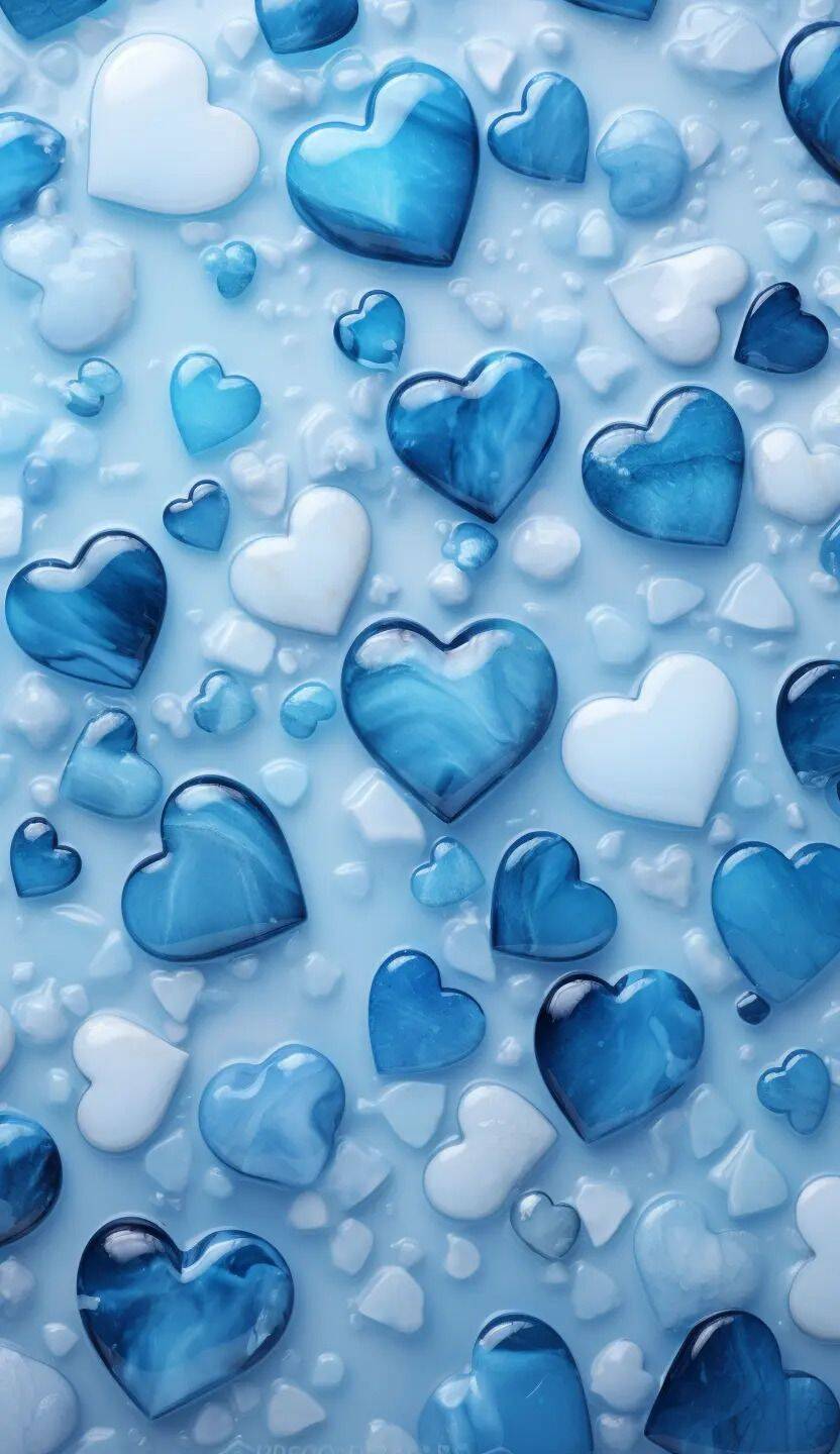 Fondo de Pantalla Azul con Corazones para Celular/iPhone 4K