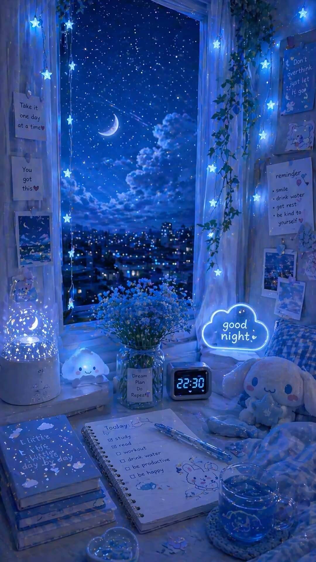 Fondo de Pantalla de Cielo Estrellado Azul para Celular/iPhone 4K
