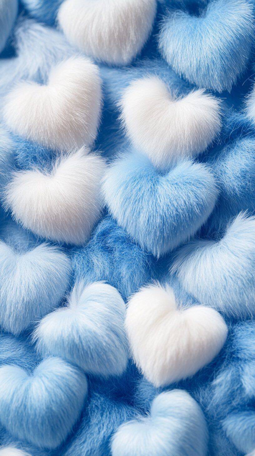 Fondo de Pantalla Azul con Corazones Lindos para Celular/iPhone 4K