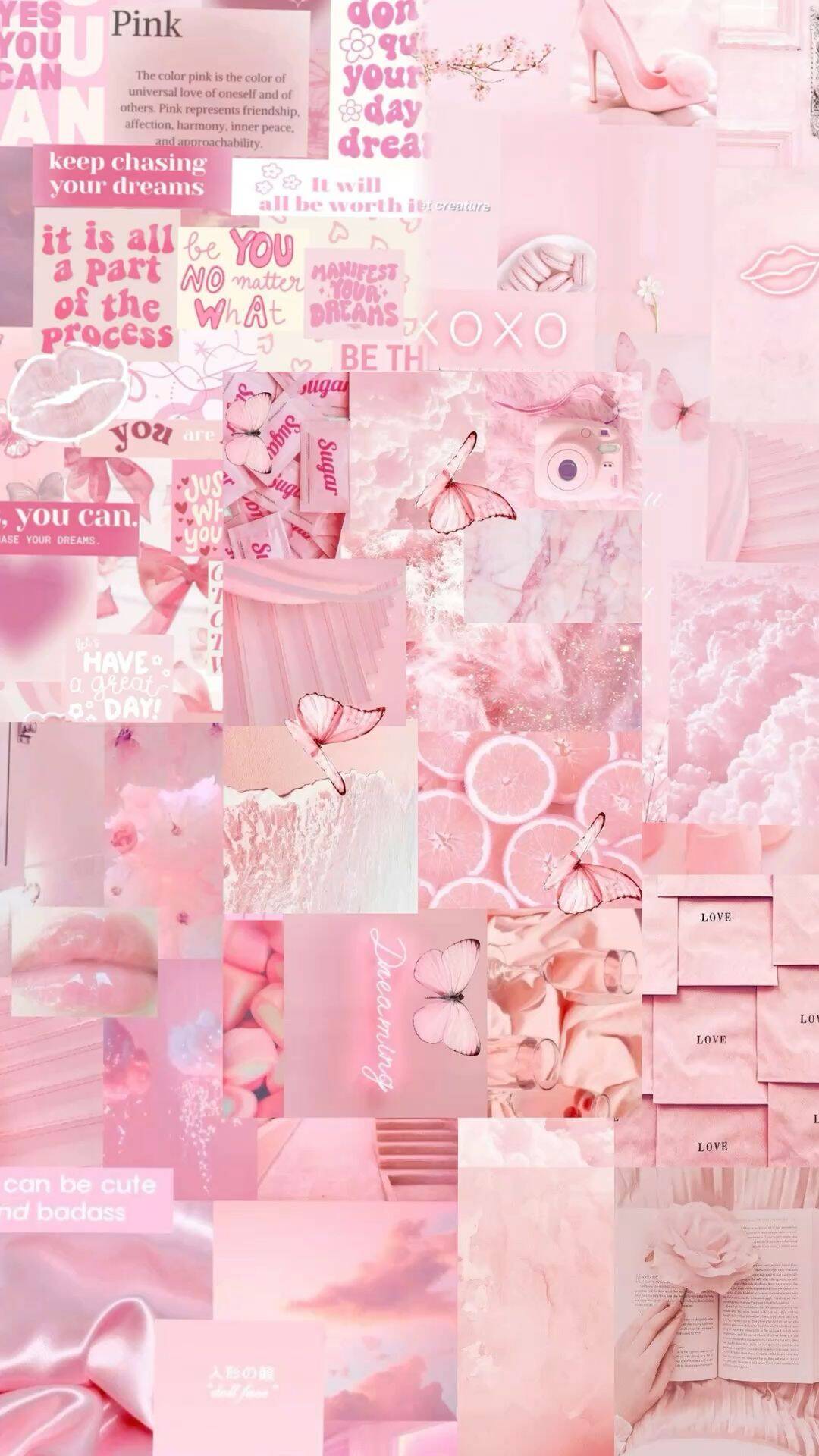 Fondo de Pantalla Aesthetic Rosa con Mariposas para Celular/iPhone