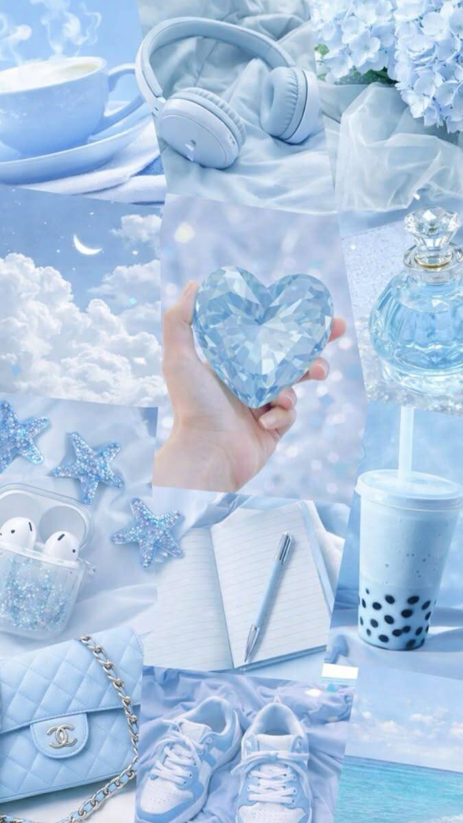 Fondo de Pantalla Azul con Corazón y Nubes para Celular/iPhone 4K