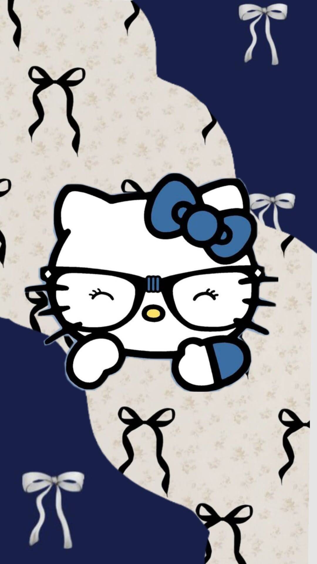 Fondo de Pantalla Hello Kitty Azul con Lazos para Celular/iPhone 4K