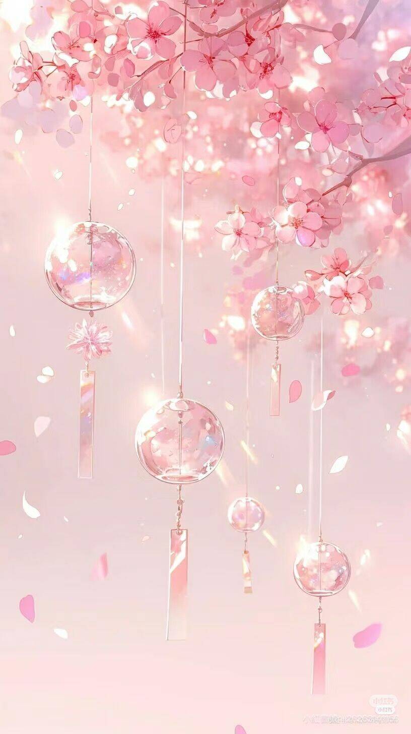 Fondo de Pantalla Rosa con Flores y Cristales para Celular/iPhone