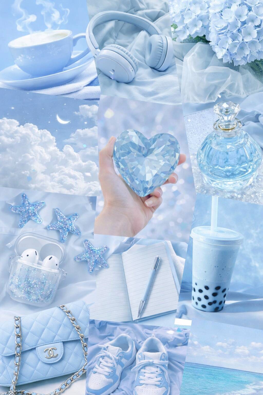 Fondo de Pantalla Azul con Nubes y Accesorios para Celular/iPhone 4K