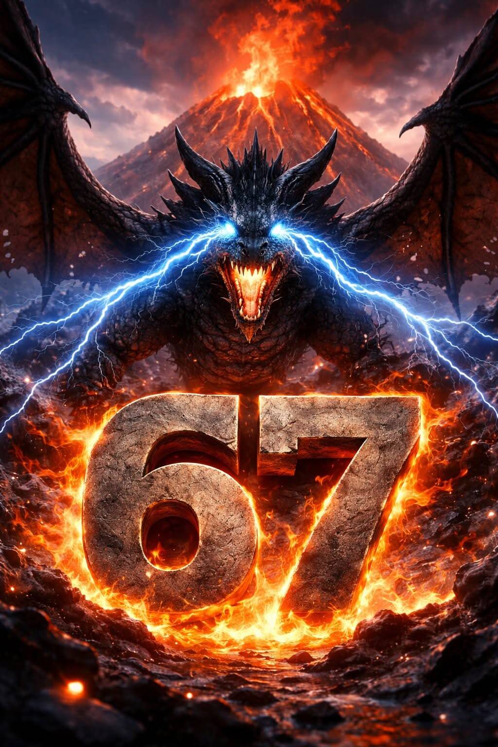 Fondo de Pantalla 67 con Dragón y Volcán para Celular/iPhone 4K