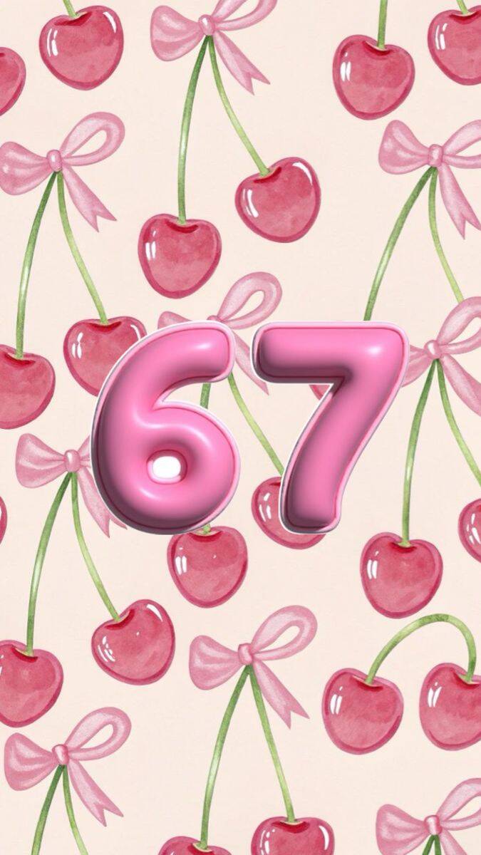 Fondo de Pantalla 67 con Cerezas y Lazos Rosas para Celular