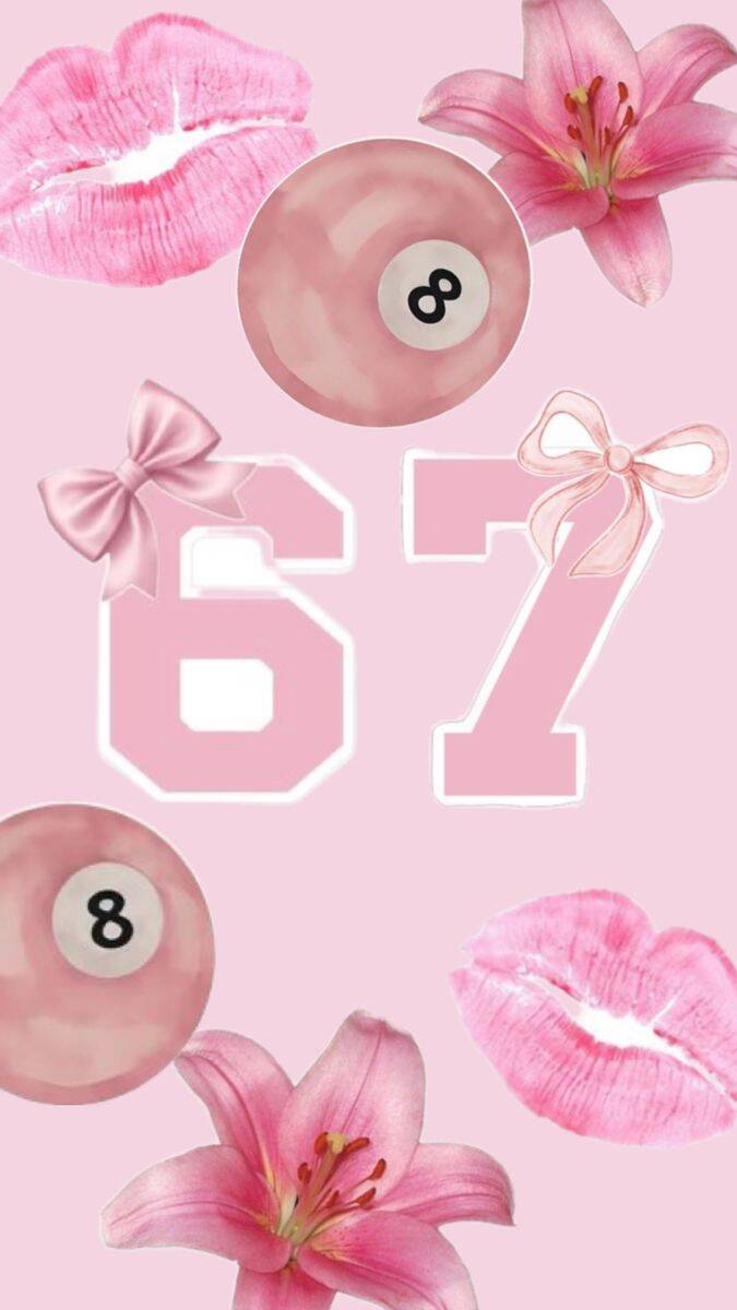 Wallpaper 67 Pink with Flowers and Pool Balls for Cell Phone