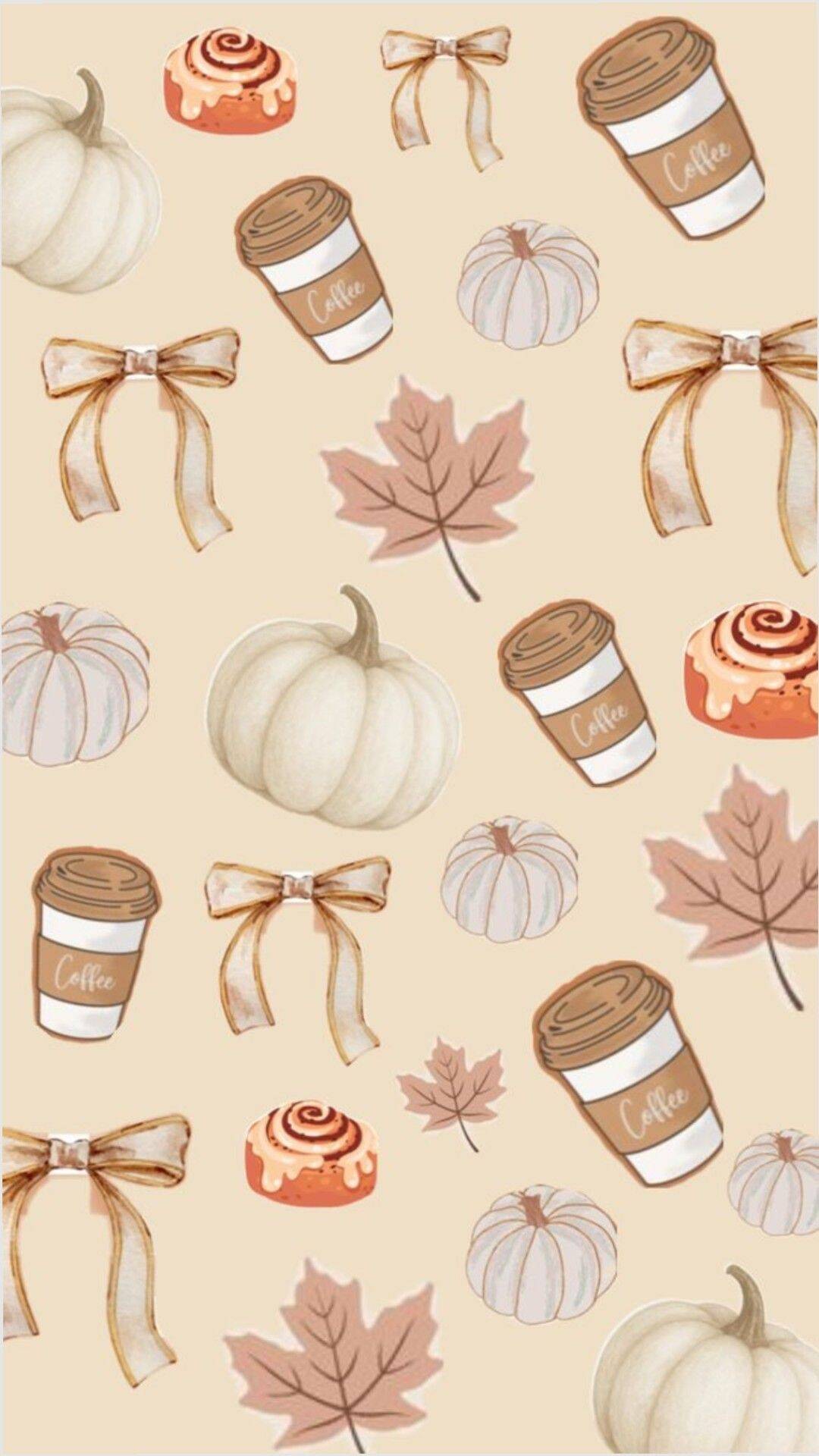 Papel de Parede de Outono com Café e Abóboras para Celular/iPhone