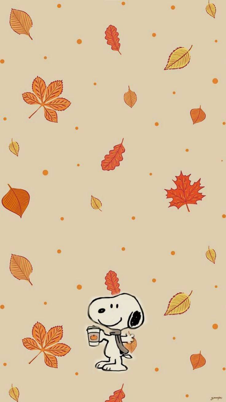 Papel de Parede de Outono com Folhas e Personagem para Celular