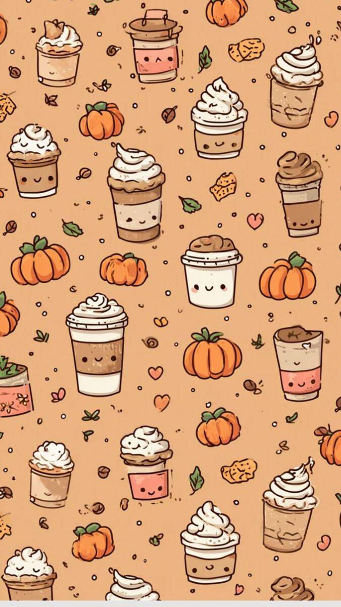 Papel de Parede de Outono com Bebidas e Abóboras para Celular