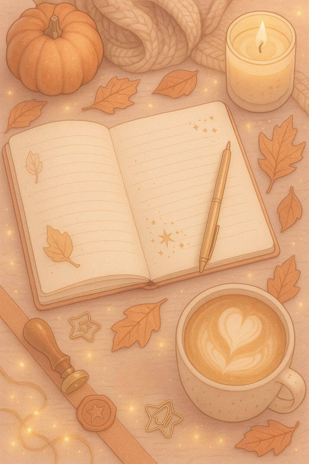 Fondo de Pantalla de Otoño con Cuaderno y Café para Celular/iPhone