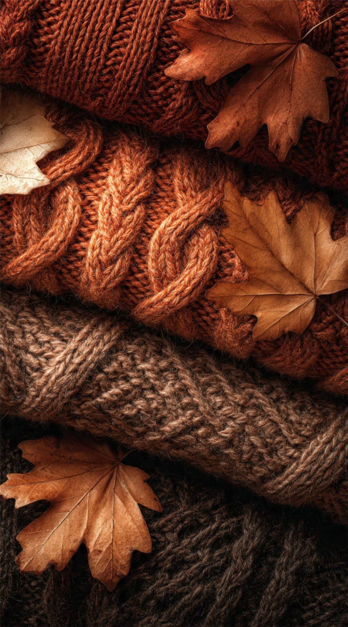 Fondo de Pantalla de Otoño con Hojas y Tejidos para Celular/iPhone