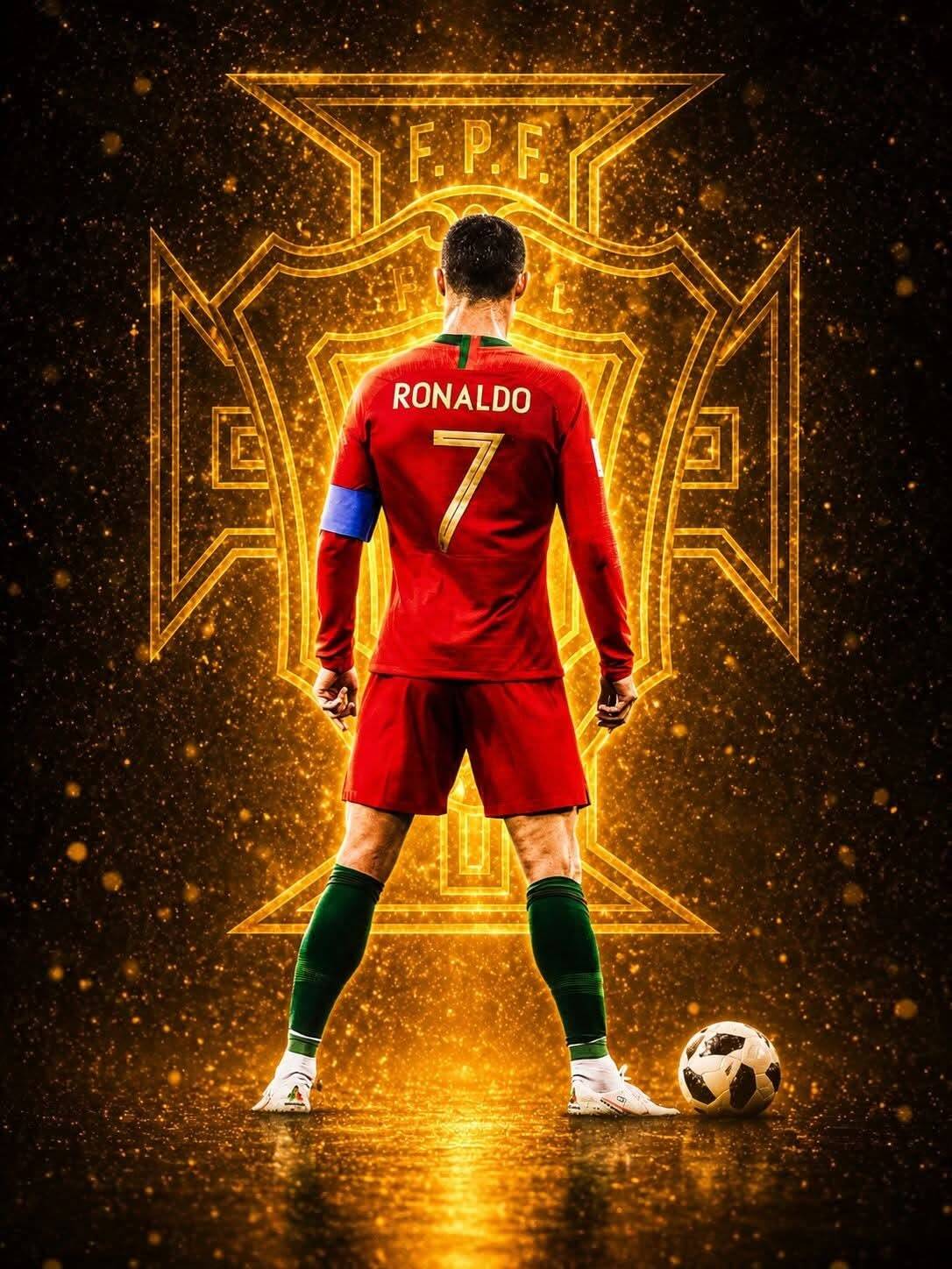 Papel de Parede do Cristiano Ronaldo com Camisa de Portugal CR7 para Celular/iPhone