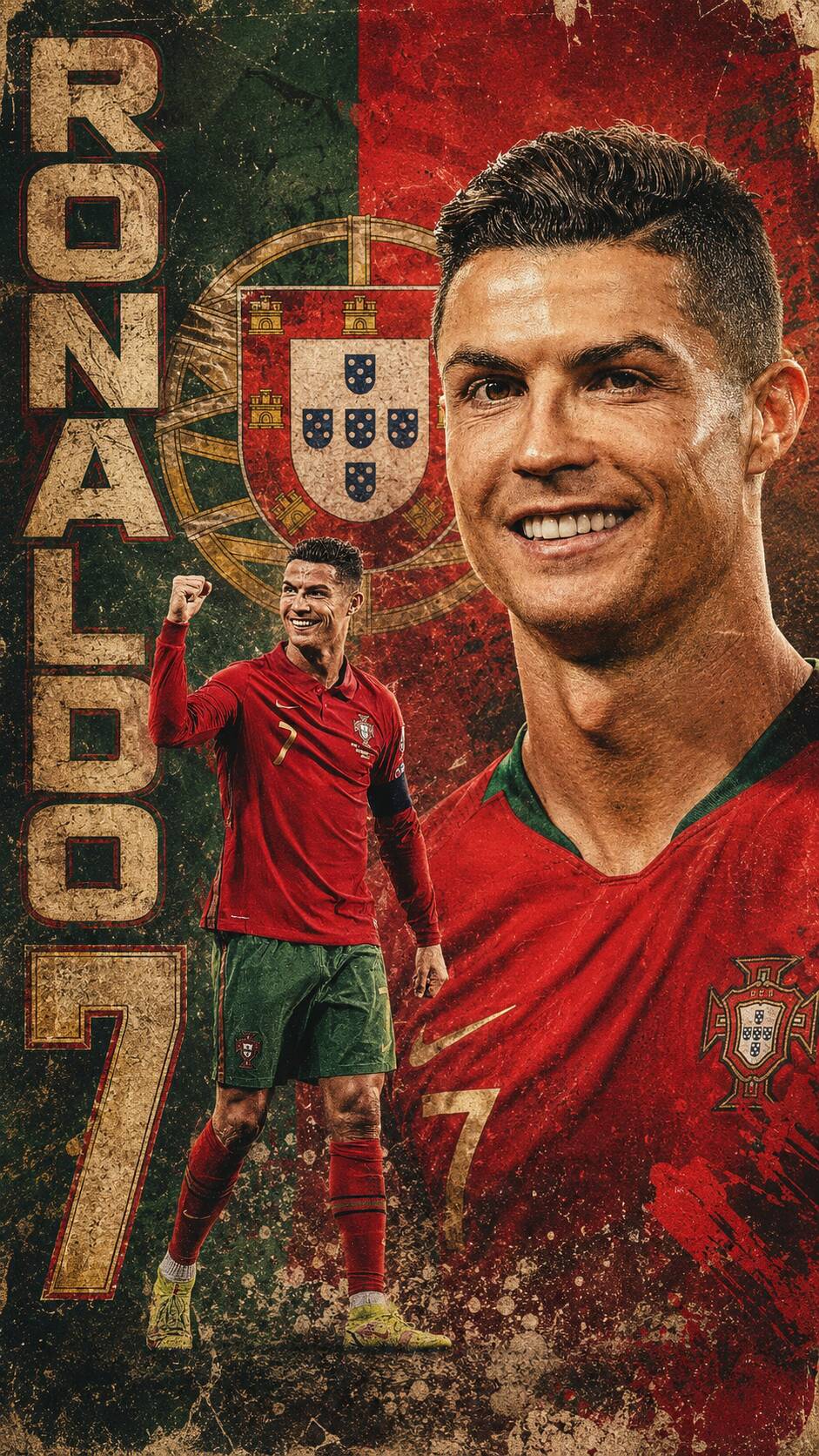 Papel de Parede do Cristiano Ronaldo com Camisa de Portugal CR7 para Celular/iPhone 4K