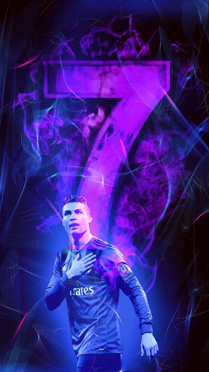 Papel de Parede do Cristiano Ronaldo CR7 com Efeito Neon para Celular/iPhone 4K