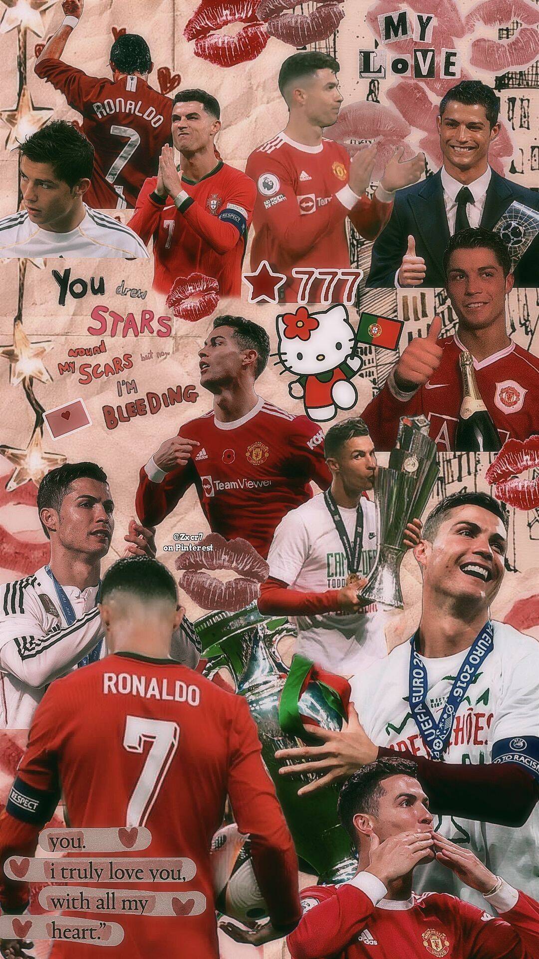 Papel de Parede do Cristiano Ronaldo com Colagem de Momentos para Celular/iPhone 4K