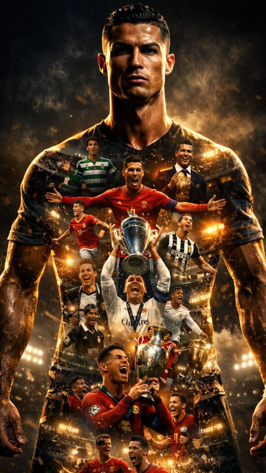 Papel de Parede do Cristiano Ronaldo com Momentos Icônicos CR7 para Celular/iPhone 4K