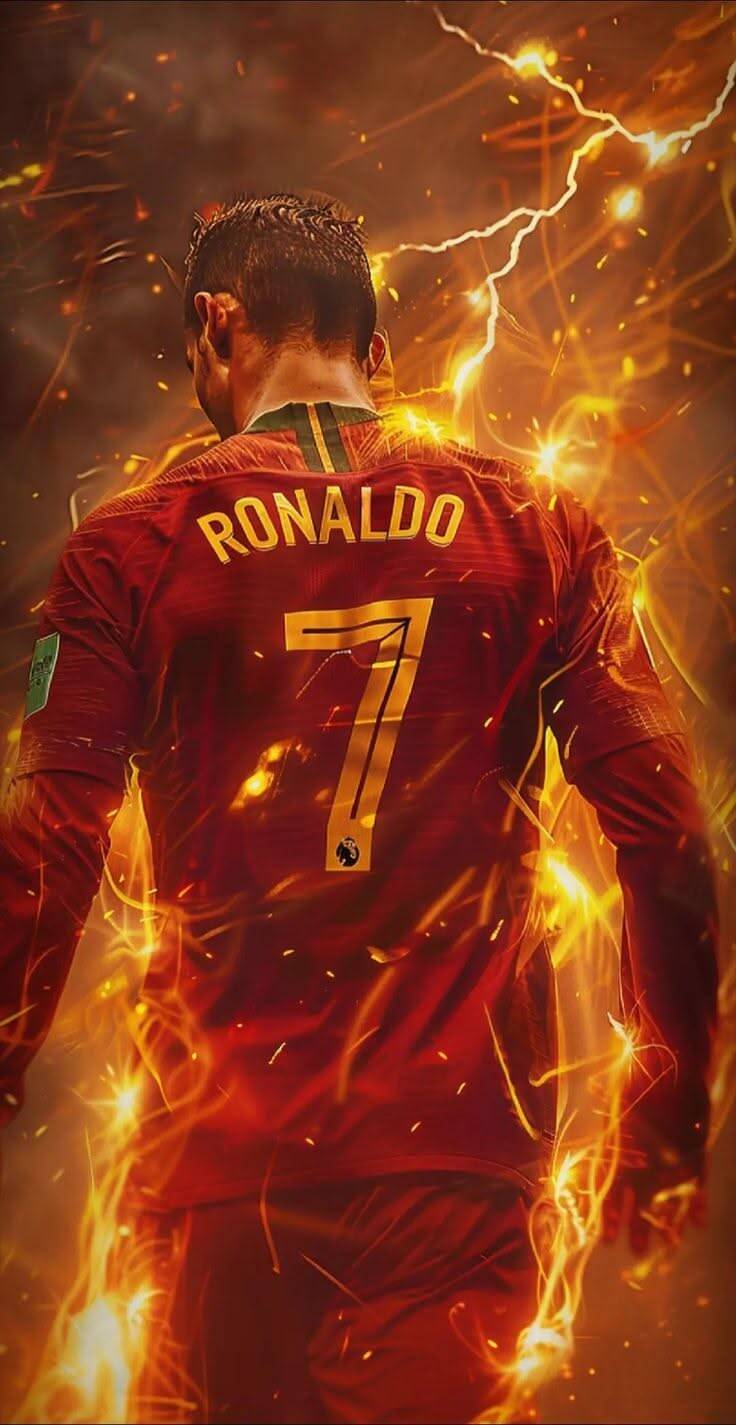 Papel de Parede do Cristiano Ronaldo com Efeito de Fogo para Celular/iPhone 4K