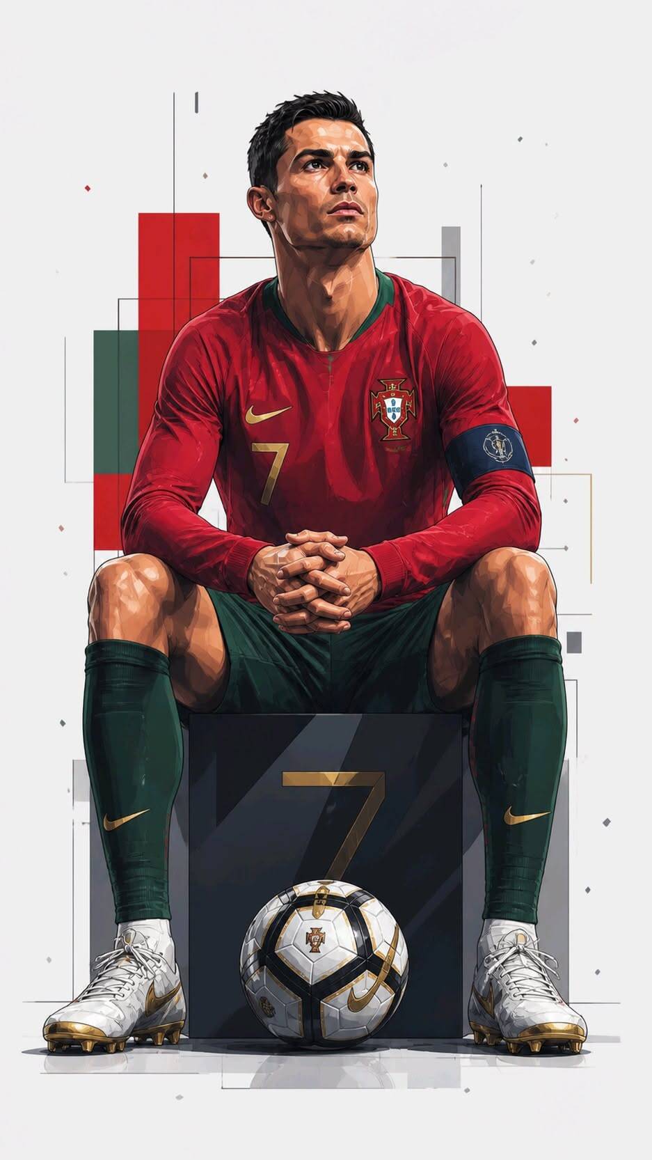Papel de Parede do Cristiano Ronaldo Pensativo com Bola para Celular/iPhone 4K