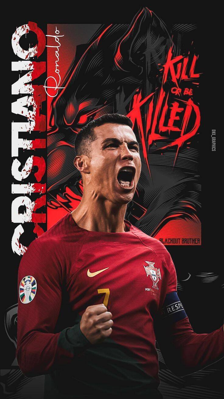 Papel de Parede do Cristiano Ronaldo Gritando Gol para Celular/iPhone 4K