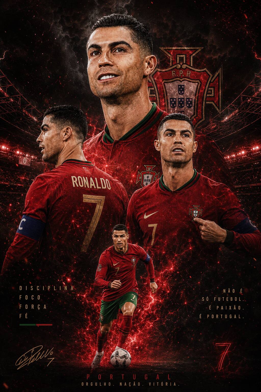 Papel de Parede do Cristiano Ronaldo com Camisa de Portugal CR7 para Celular/iPhone 4K