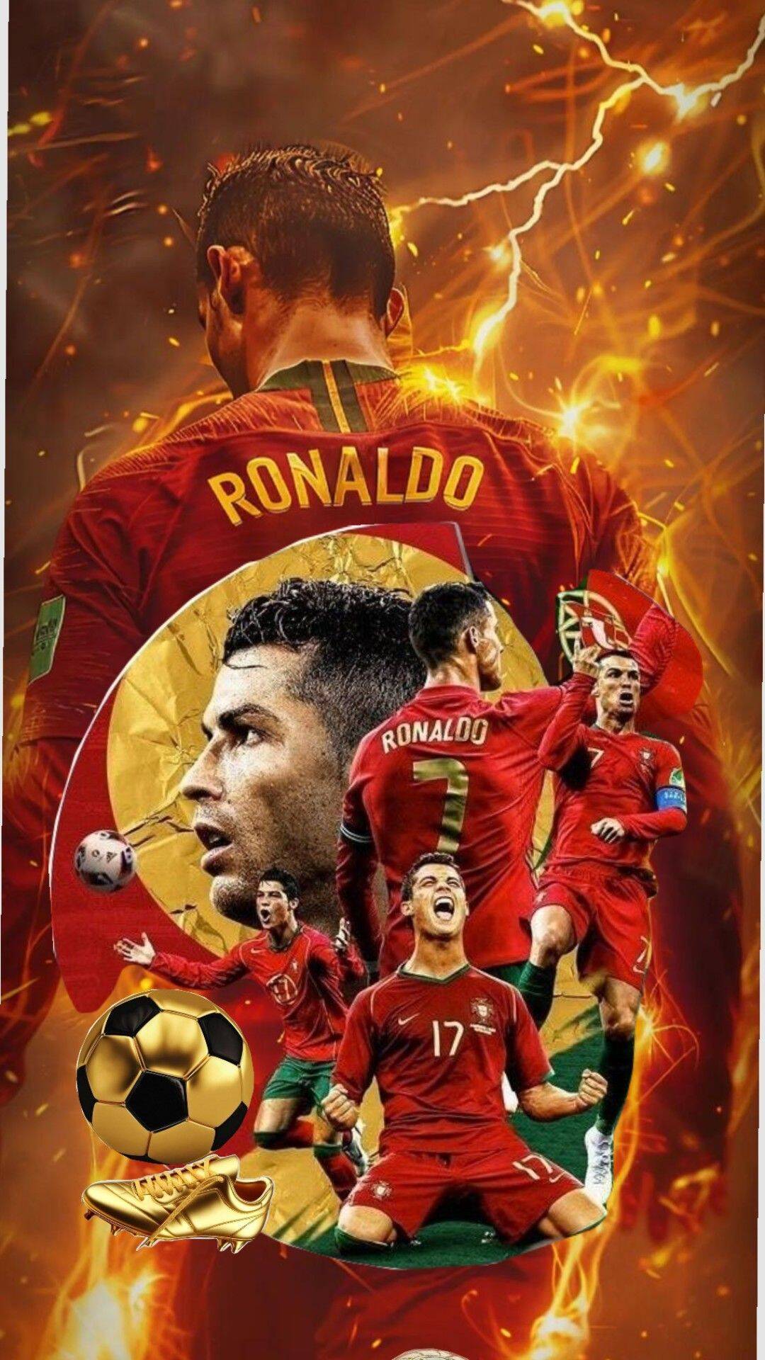 Papel de Parede do Cristiano Ronaldo com Efeitos de Fogo para Celular/iPhone 4K