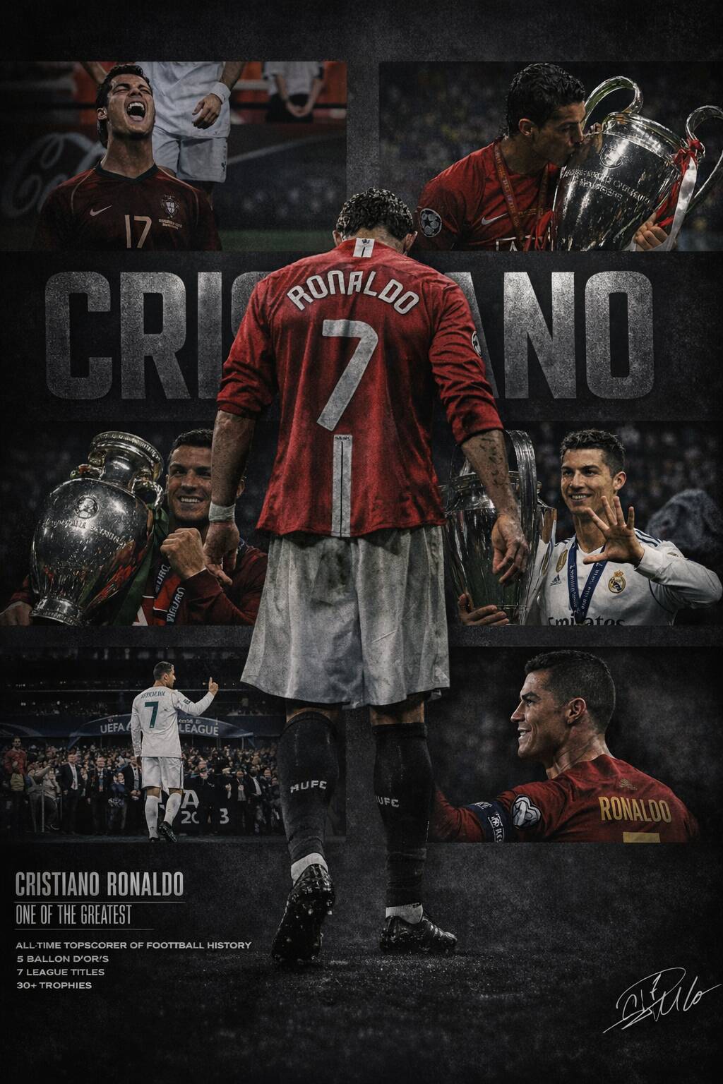 Papel de Parede do Cristiano Ronaldo com Troféus CR7 para Celular/iPhone 4K