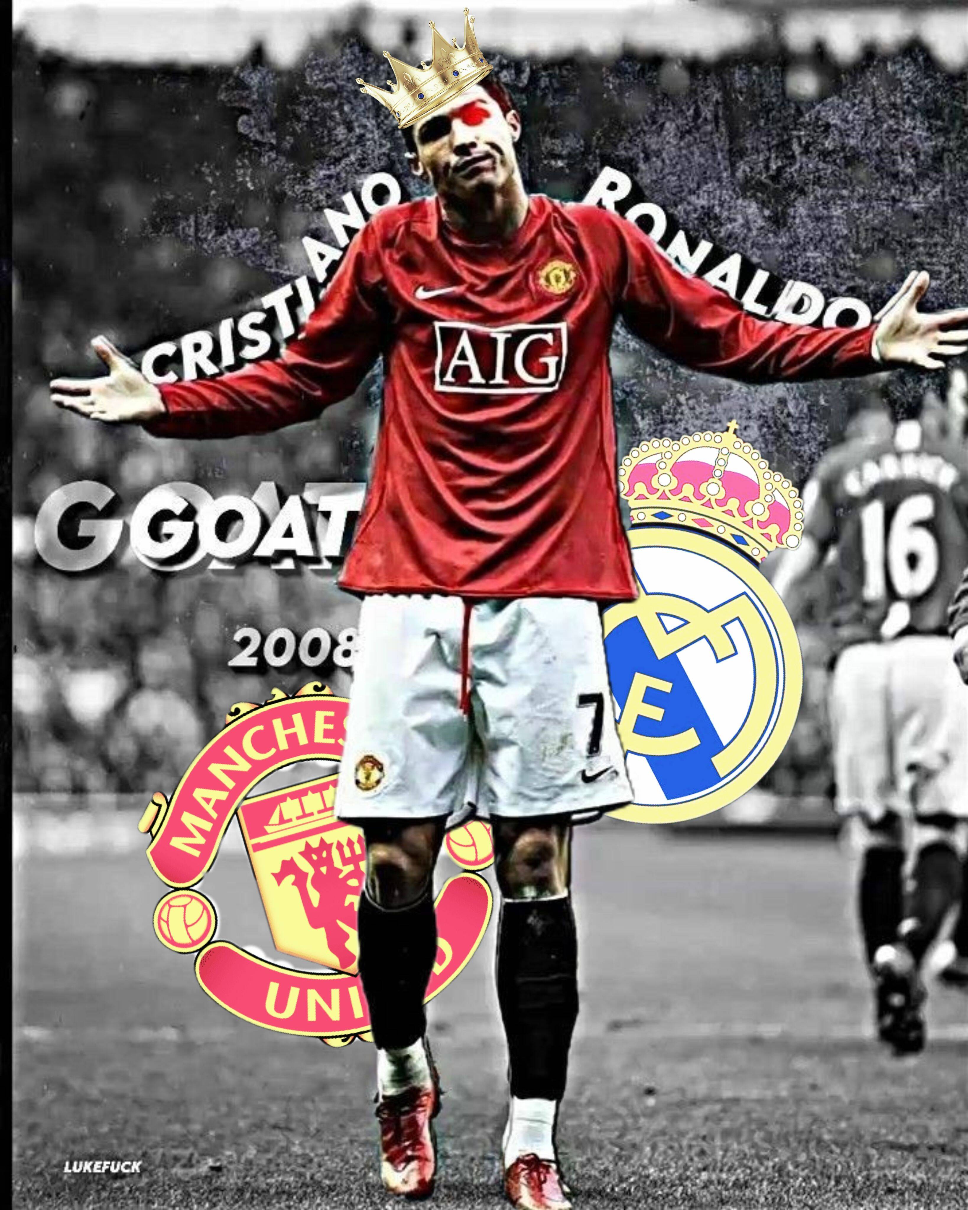 Wallpaper of Cristiano Ronaldo at Manchester United with Crown for Cell Phone/iPhone 4K