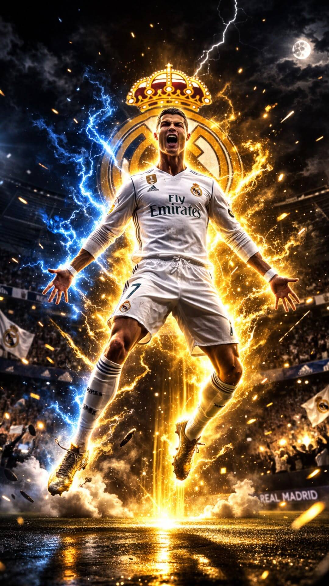 Cristiano Ronaldo with Real Madrid Crown Wallpaper for Cell Phone/iPhone 4K