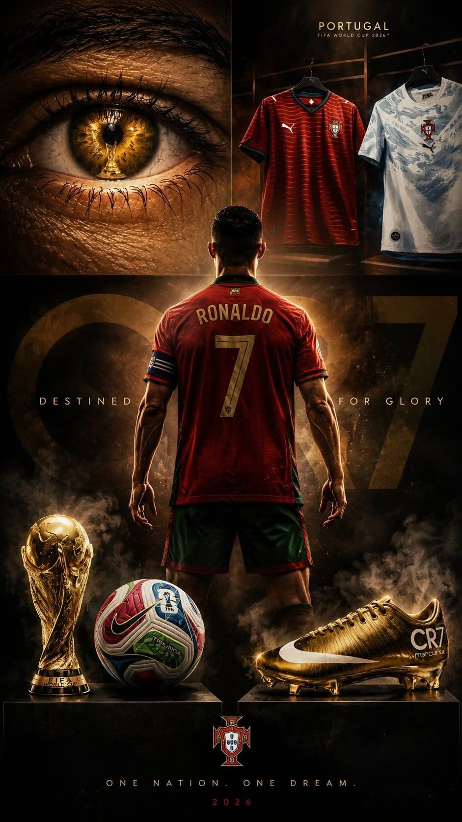 Fondo de Pantalla de Cristiano Ronaldo CR7 con Trofeos para Celular/iPhone 4K