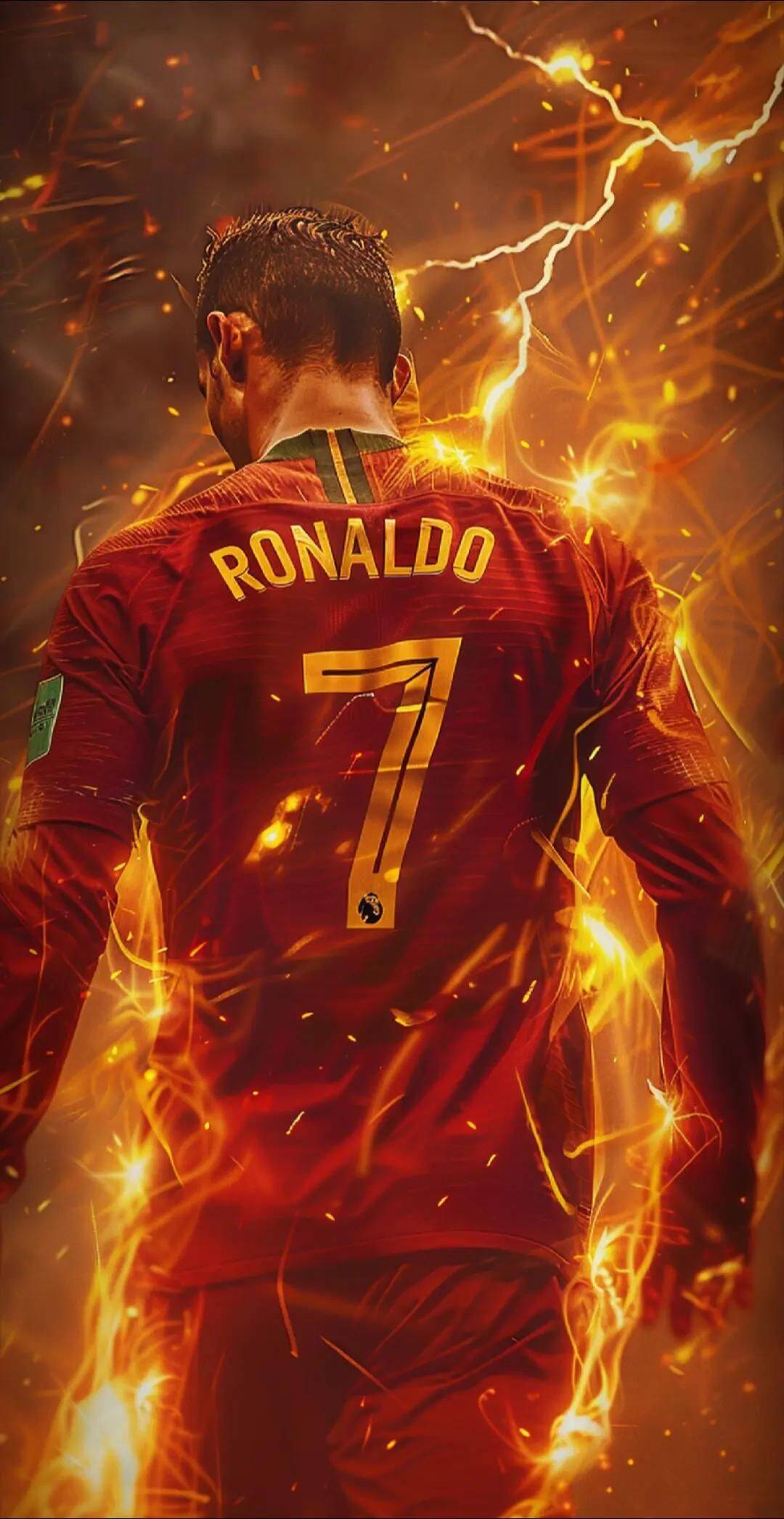 Fondo de Pantalla de Cristiano Ronaldo con Efectos de Fuego para Celular/iPhone 4K