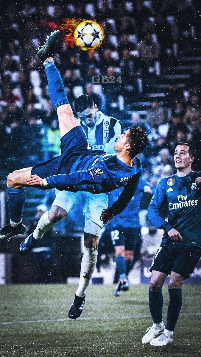 Fondo de Pantalla de Cristiano Ronaldo en Patada Acrobática para Celular/iPhone 4K