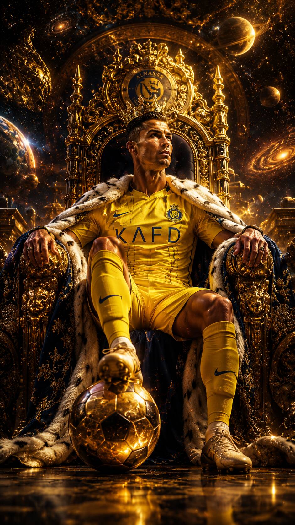 Fondo de Pantalla de Cristiano Ronaldo en Trono Dorado para Celular/iPhone 4K