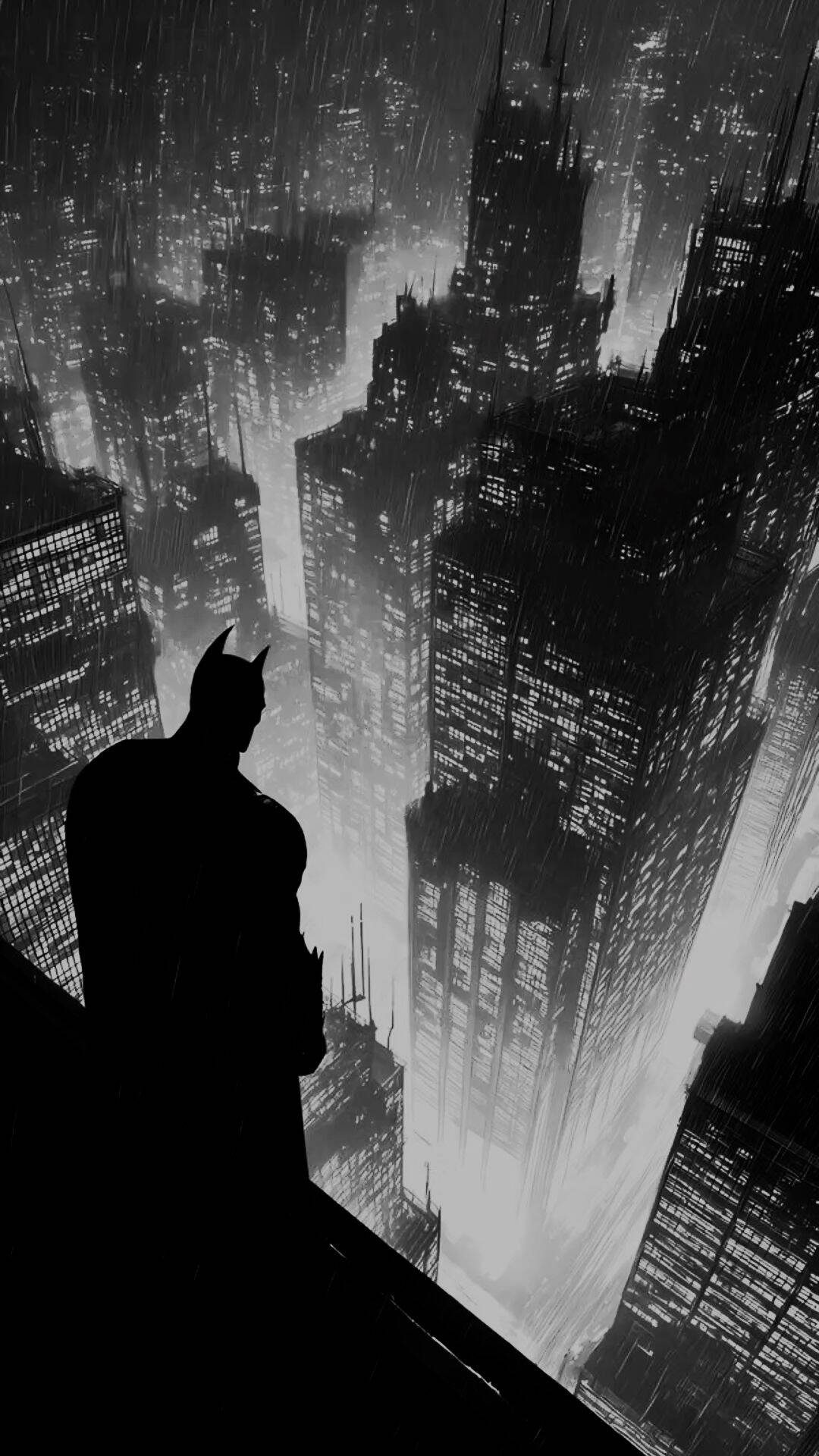 Fondo de Pantalla de Batman Viendo la Ciudad para Móvil/iPhone 4K