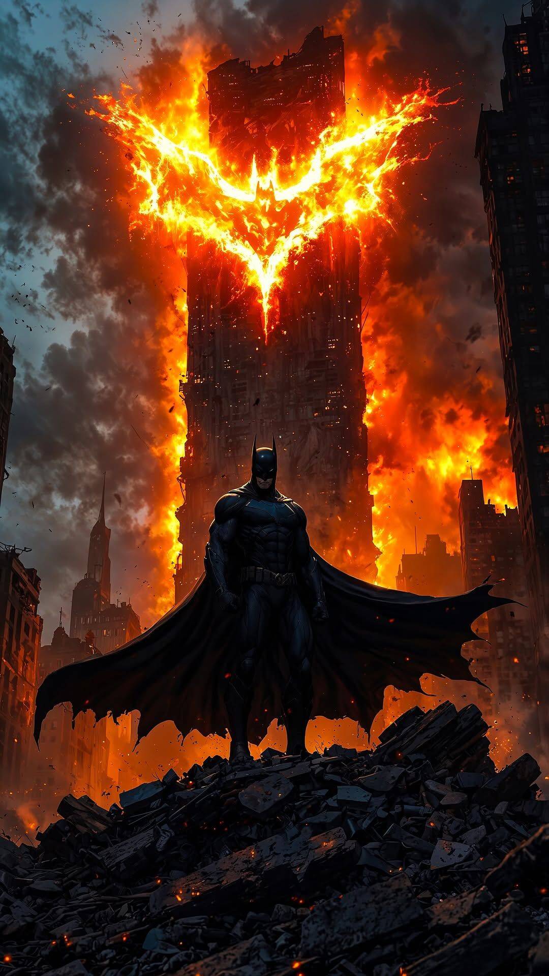 Batman in Flames Wallpaper for Cell Phone/iPhone 4K