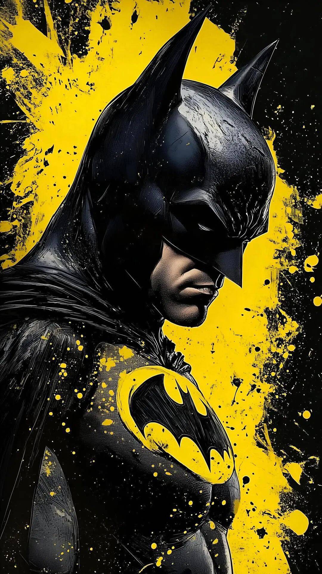 Fondo de Pantalla de Batman con Fondo Amarillo para Celular/iPhone 4K