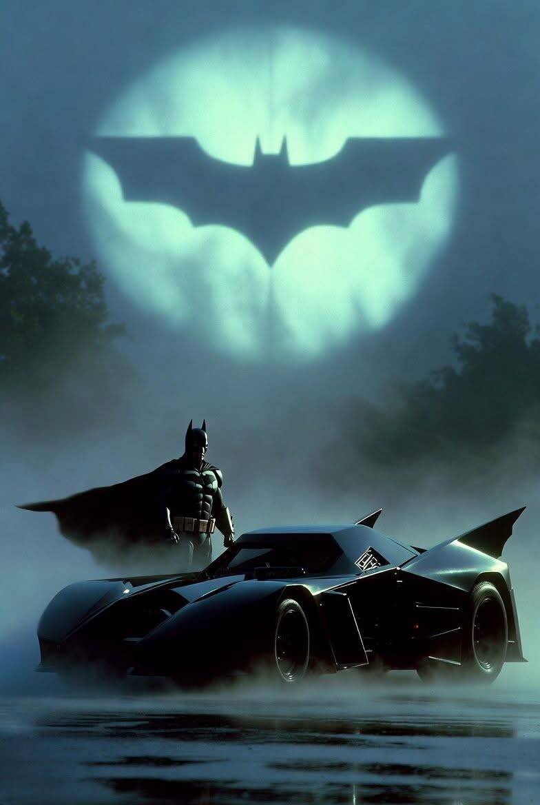 Batman Wallpaper with Batmobile and Bat Signal for Cell Phone/iPhone 4K
