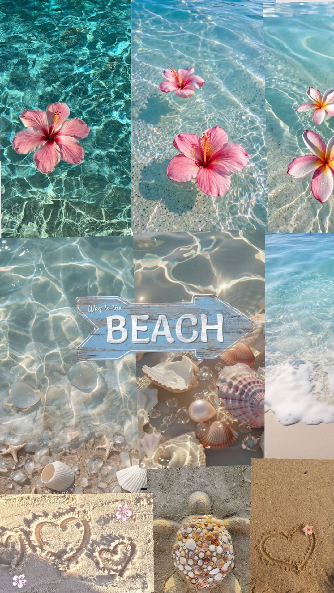 Papel de Parede de Praia com Flores e Areia para Celular/iPhone 4K
