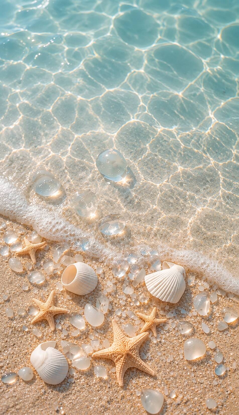 Papel de Parede de Praia com Conchas e Estrelas do Mar para Celular/iPhone 4K