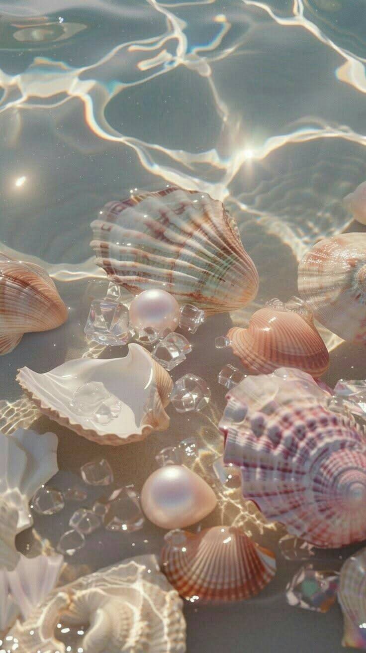 Papel de Parede de Praia com Conchas e Pérolas para Celular/iPhone 4K