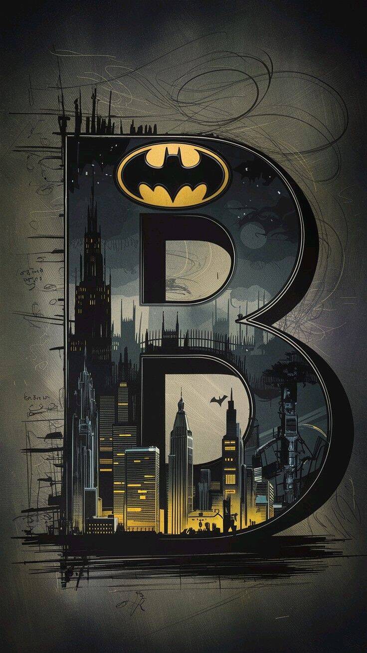 Fondo de Pantalla de Batman con Letra B y Ciudad para Celular/iPhone 4K