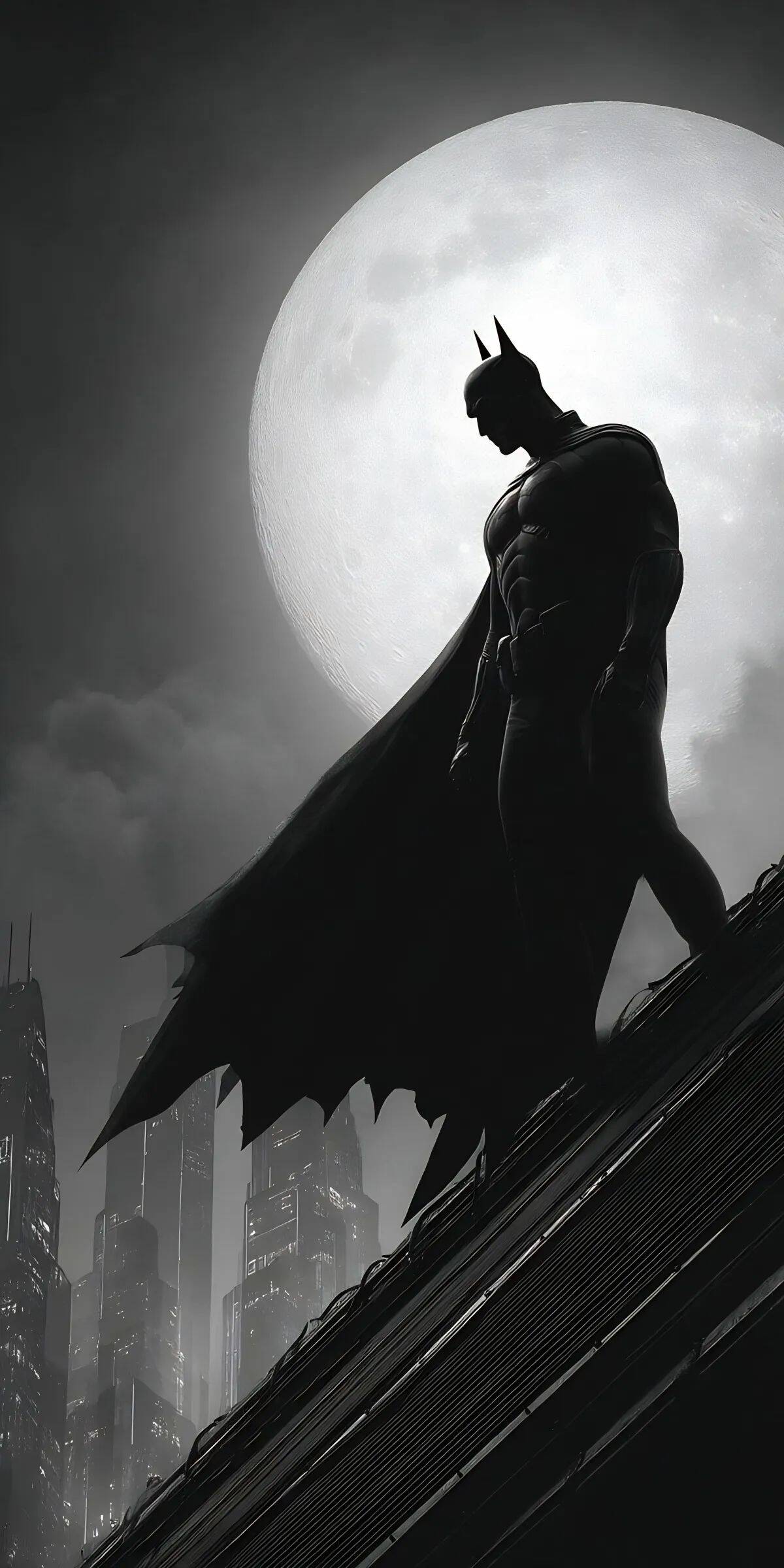Papel de Parede do Batman em Silhueta com Lua Cheia para Celular/iPhone 4K