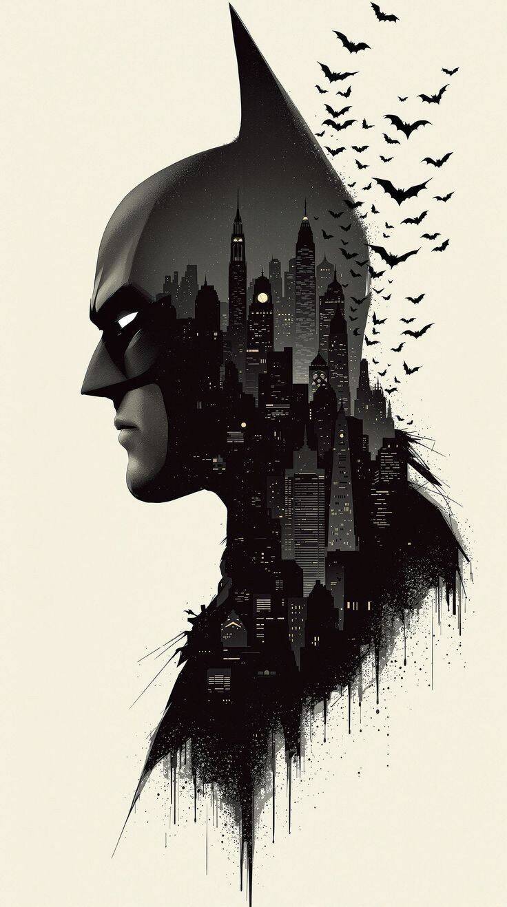 Papel de Parede do Batman com Cidade e Morcegos para Celular/iPhone 4K