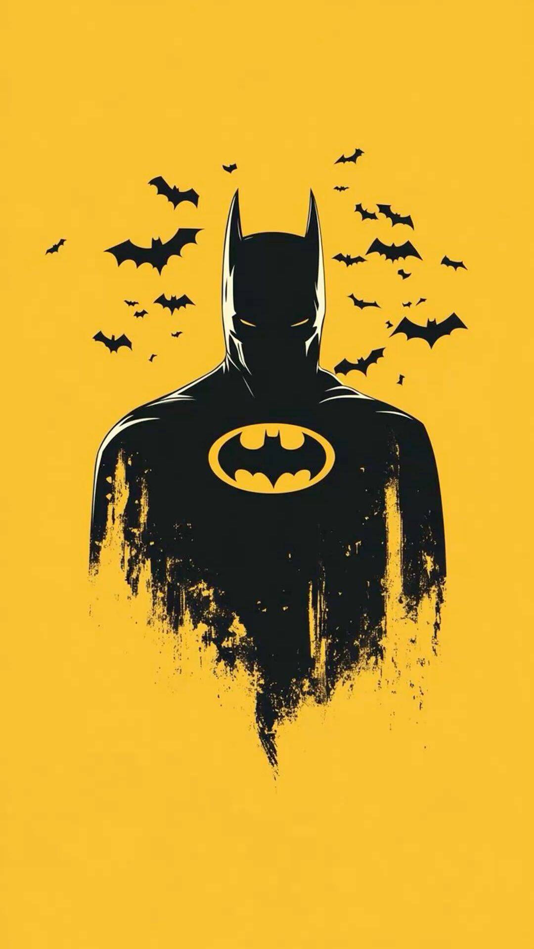 Batman Wallpaper with Yellow Backgrornd for Cell Phone/iPhone 4K