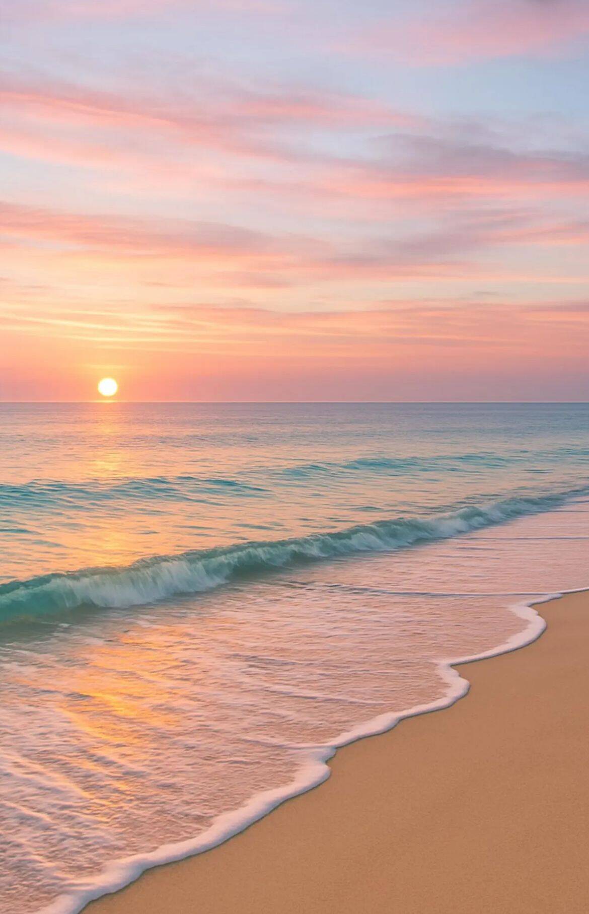 Papel de Parede de Praia com Pôr do Sol e Ondas para Celular/iPhone 4K